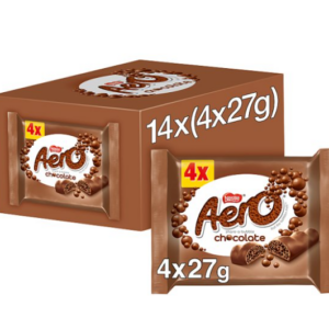 Aero Bubbly Milk Chocolate Bar 4 Pack Multipack 108g (14x180g)