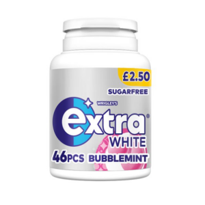 Extra White Bubblemint Sugarfree Chewing Gum Bottle £2.50 PMP 46 Pieces (Case Of 6)